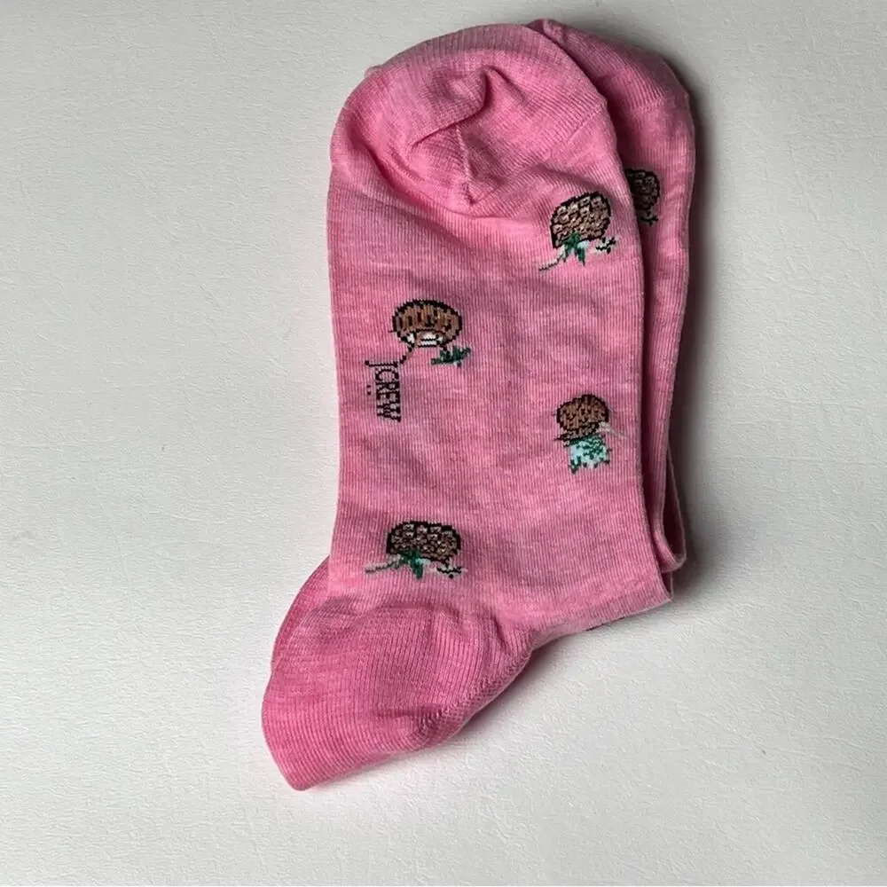 J.Crew  Preppy Crew Style Trouser Pink Tropical Coconut Drink Socks OS NWT